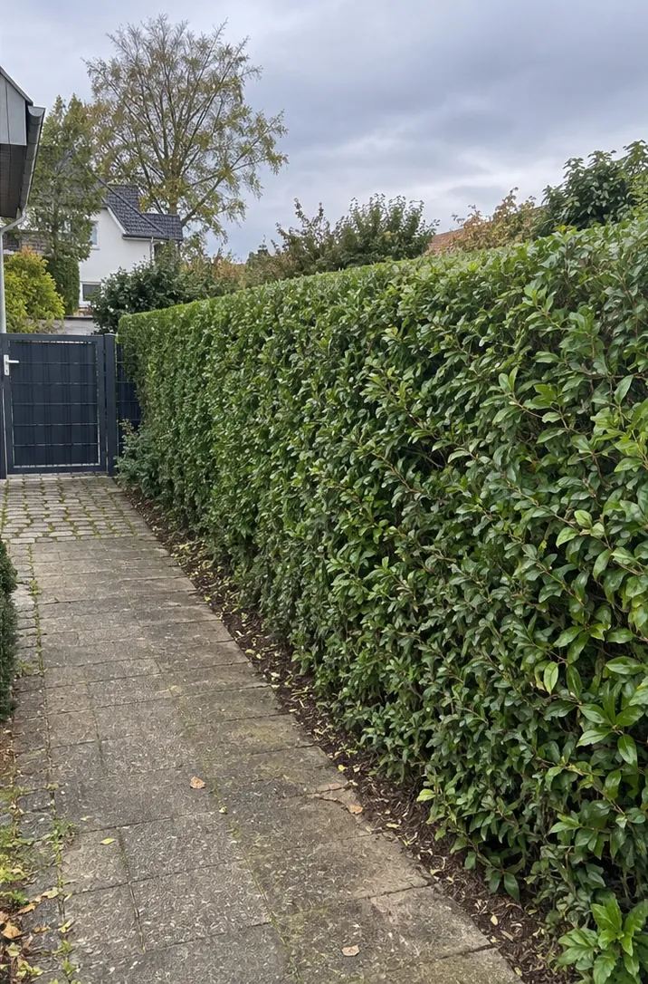 Wildgewachsene Hecke wird in Form gebracht, nachher